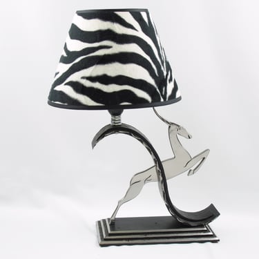 Michel Zadounaisky Art Deco Antelope Wrought Iron Lamp
