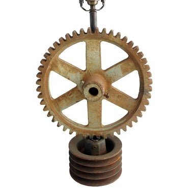 Repurposed Vintage American Industrial Cast Iron Cog Gear now as a Table Lamp 