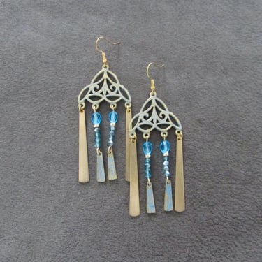 Patina and crystal chandelier earrings 