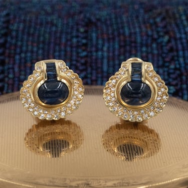 Ceylon Sapphire &amp; Diamond Earrings c. 1980s