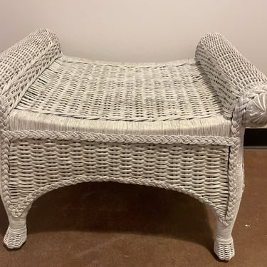 White Wicker Bench