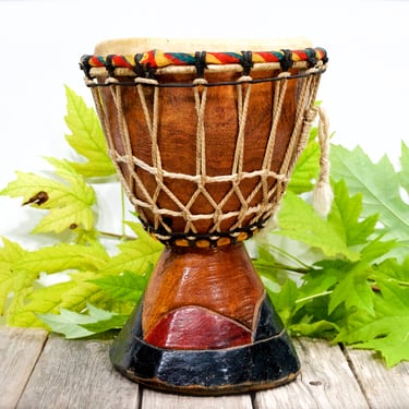 VINTAGE: Carved Wooden Hand Drum with Natural Hide Top - Hollow Wood  Drum - Musical Decor - Handcrafted - SKU 26 27-A00032650 