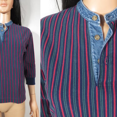 Vintage 90s Striped Cotton Tshirt Size Womens XS 