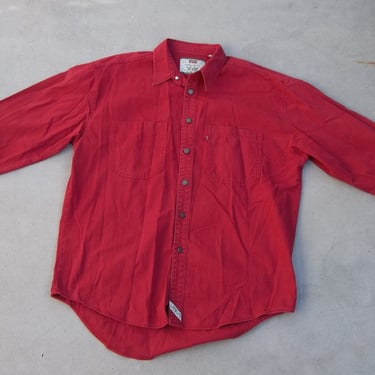 Vintage Levis Snap Button Up Faded Red Denim 1990s 1980s Large Retro Unique Casual Streetwear Oversized 