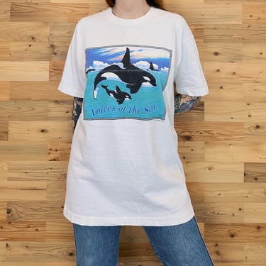 90's Vintage Orca Whale Nature Environmental Tee Shirt T-Shirt 