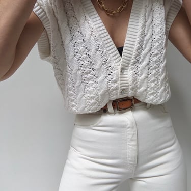 Vintage Ivory Cable Knit Sweater Vest