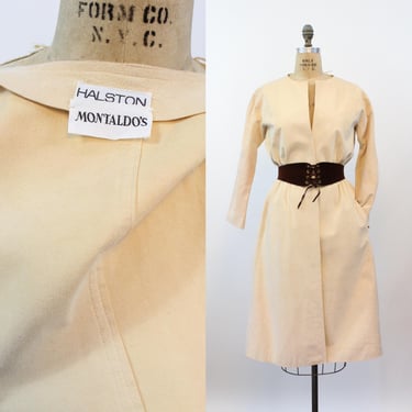 1970s HALSTON wrap dress ultrasuede small medium | new fall winter 