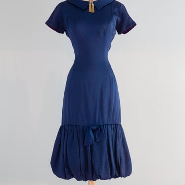Seductive 1950's Sapphire Blue Wiggle Dress By Carole King / Small