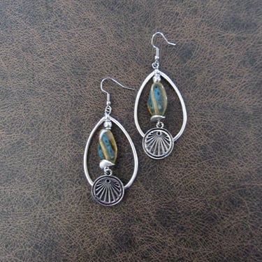 Silver hoop and ceramic earrings 