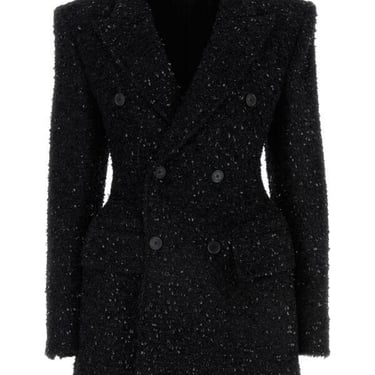 Balenciaga Women Black Boucle Oversize Hourglass Blazer