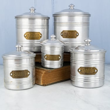 Vintage French Aluminum Canister Set