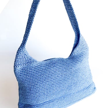 1990s Light Blue Crochet Purse
