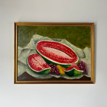 1970's Monrad Stil Life - Fruits Watermelon Oil Painting 