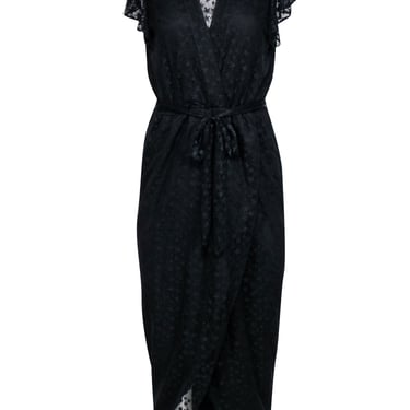 Amanda Uprichard - Black Star Lace Flutter Cap Sleeve Formal Dress Sz M