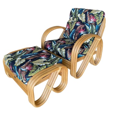 3/4 3-Strand Round Pretzel Rattan Lounge Chair with Otttoman 