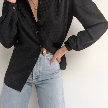 Amazing Vintage Guy Laroche Ink Silk Blouse