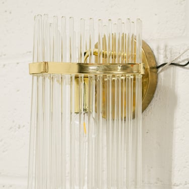 Vintage Brass and Glass Italian Sconce