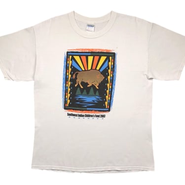 Vintage 2003 “Southwest Indian Children’s Fund” Native American Buffalo Art Graphic T-Shirt Size Large 