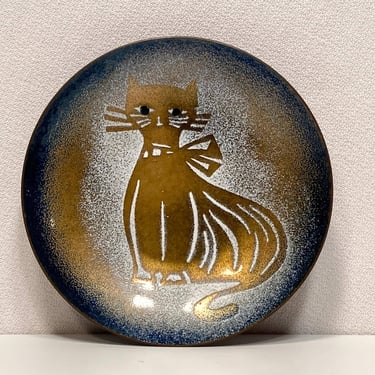 Bovano Enamel On Copper Cat Trinket Tray 