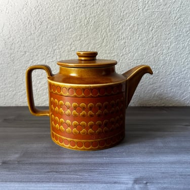 Vintage MCM Tea Pot, Hornsea England, Saffron Pattern 1974, Daisy Desig, Stoneware, Harvest Gold and Orange Design 