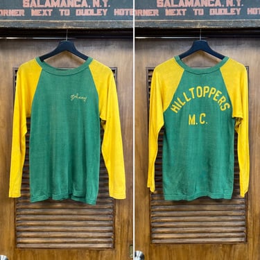 Vintage 1950’s Original “Hilltoppers” MC Club Motorcycle Durene Jersey Shirt, Two-Tone, MC, 50’s Vintage Clothing 
