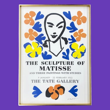 Vintage Henri Matisse Exhibition Poster 1970s Retro Size 28x20 The Sculpture of Matisse + 1953 Tate Gallery Repo + Turner Wall Accessory 