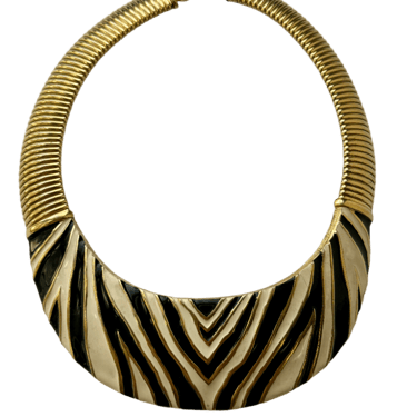 Designer Givenchy Zebra Enamel Collar Necklace