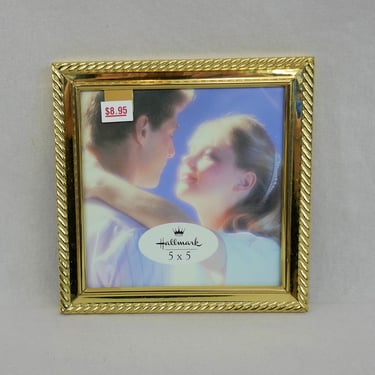 Vintage Hallmark Square Picture Frame - Gold Tone Metal w/ Glass - Holds 5