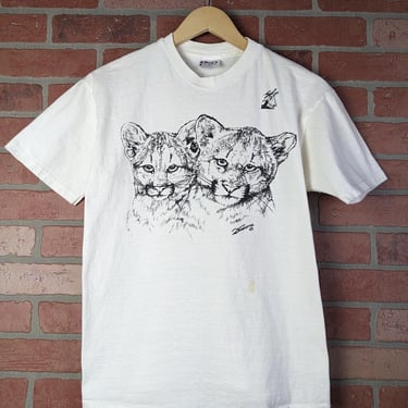 Vintage 90s Big Cat Cubs ORIGINAL Nature Tee - Large 