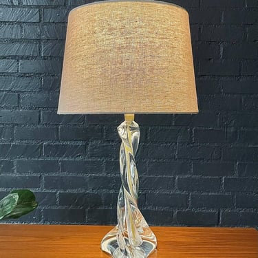 Mid-Century Modern Twisted Crystal Glass Table Lamp, c.1960’s 