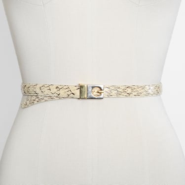 Vintage 70s Pierre white Snake Skin skinny belt 