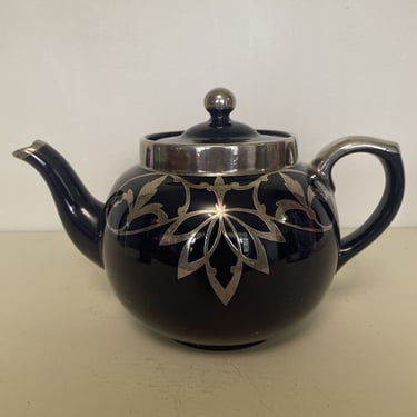 Langley M Cobalt Blue Teapot With Strainer Sterling Silver Overlay England 