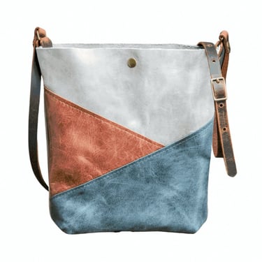 The Small North South Nelson Colorblock | Handmade Leather Crossbody Tote Bag | Two colorways and choice of closure 