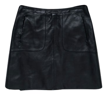 French Connection - Black Leather Skirt w/ Pockets Sz 2
