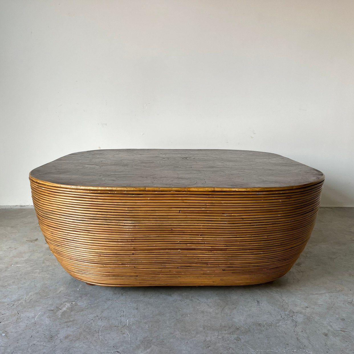 Vintage Pencil Reed Rattan Square Coffee Table | Miami Vintage Decor ...