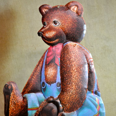 Teddy Bear Wall Hanging Vintage Tin Repousse Baby Nursery Decor Collectible Home Decor Rare Find 1980's NOS Mint Dept 56 New Baby Gift Decor 