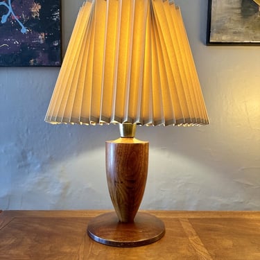 Vintage Solid Walnut Tapered Lamp with Unique Shade
