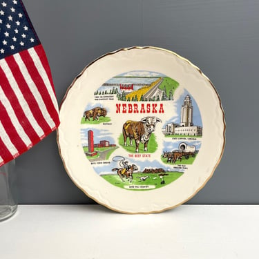 Nebraska souvenir state plate - 1960s vintage 