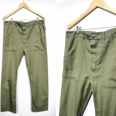 Vintage Soft German Army Trousers - Utility Workwear Chore Pants - Green 