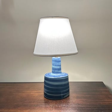 Gordon & Jane Martz Marshall Studio Mid Century Modern Blue Pottery Table Lamp - Free Shipping 