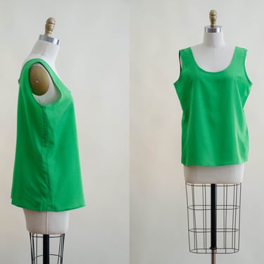 lime green tank top | 80s 90s neon green loose oversized sleeveless shirt 