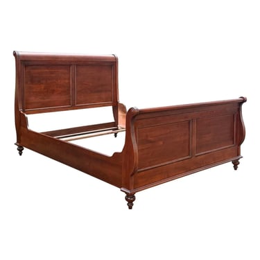 Late 20th Century Cherrywood Queen Size Sleigh Bed - Made in Canada 