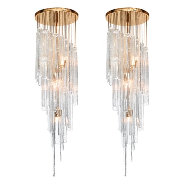 Pair of Mazzega Murano Glass Chandeliers