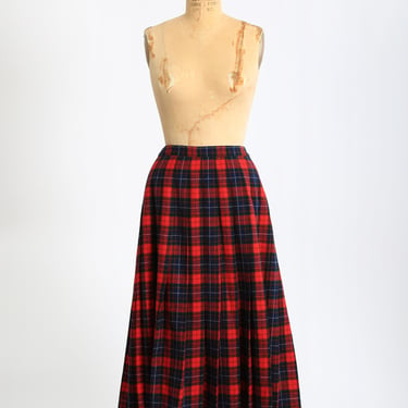 Pendleton Red tartan plaid skirt | Vintage 70s Pendleton Manson Tartan plaid wool skirt 