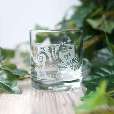 Dragon Etched Lowball Glass - for Tabletop Gaming Dungeon Nerds 