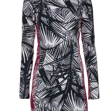 Elizabeth & James -  Black & Maroon Abstract Print Bodycon Dress Sz 6