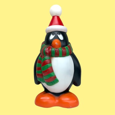 Vintage Penguin Blow Mold Retro 1990s Chilly Willy + General Foam Plastics + 28 Inches Tall + Christmas + Holiday Season + Lawn Decor 