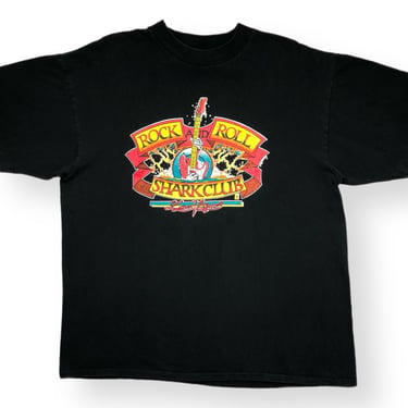 Vintage 90s Rock & Roll Shark Club Las Vegas Nevada Nightclub Graphic T-Shirt Size XL 