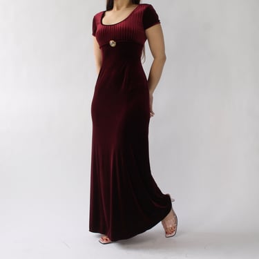 90s Burgundy Velvet Dress
