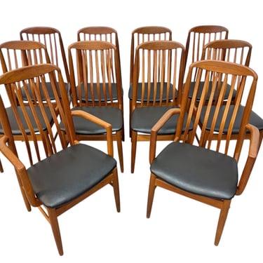 Vintage Danish Modern Benny Linden Teak Dining Chairs - Set of 10 